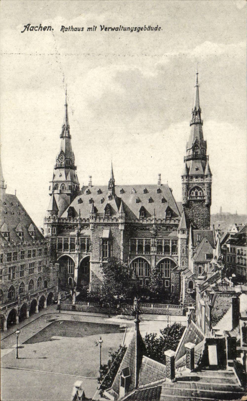 CPA Aachen Aix la chapelle Rathaus mit Verwaltungsgebaude