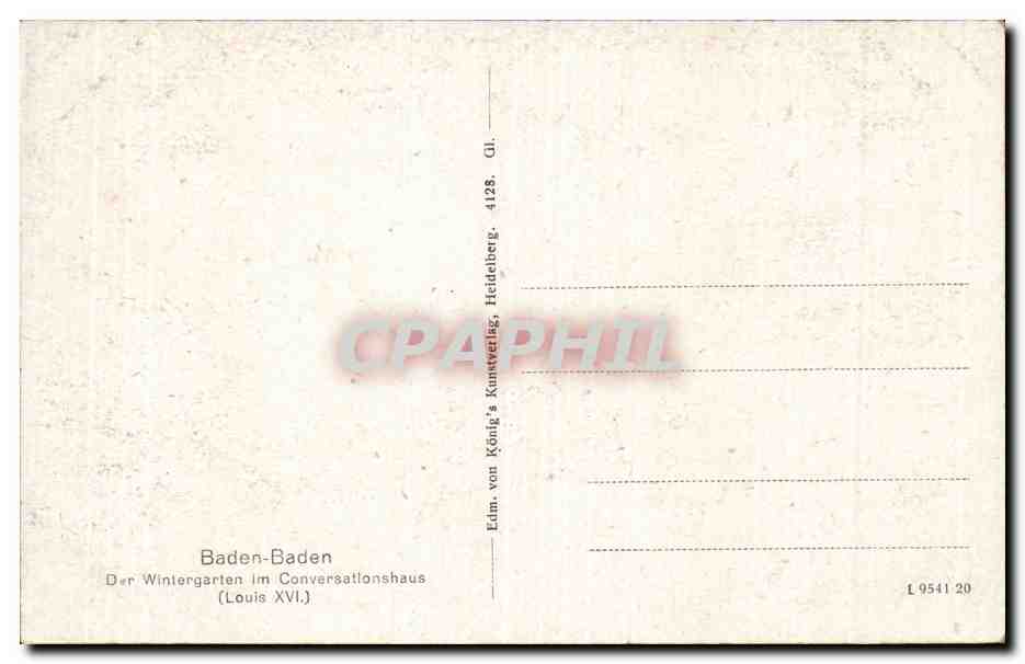 CPA Baden Baden Der Wintergarten im Conversationshaus Louis XVI — Rückseite
