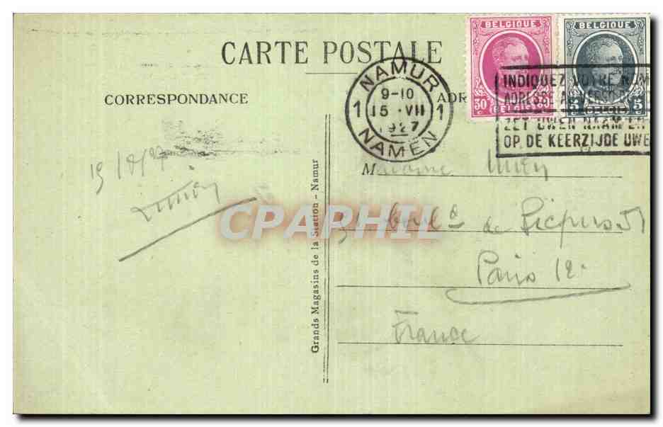 CPA Namur Pont de Jambes sur la Meuse et la citadelle — Rückseite
