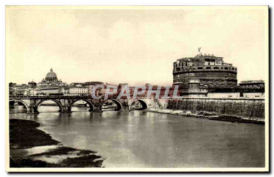 CPA Italie Italia Roma Castel s Angelo con S Pietro