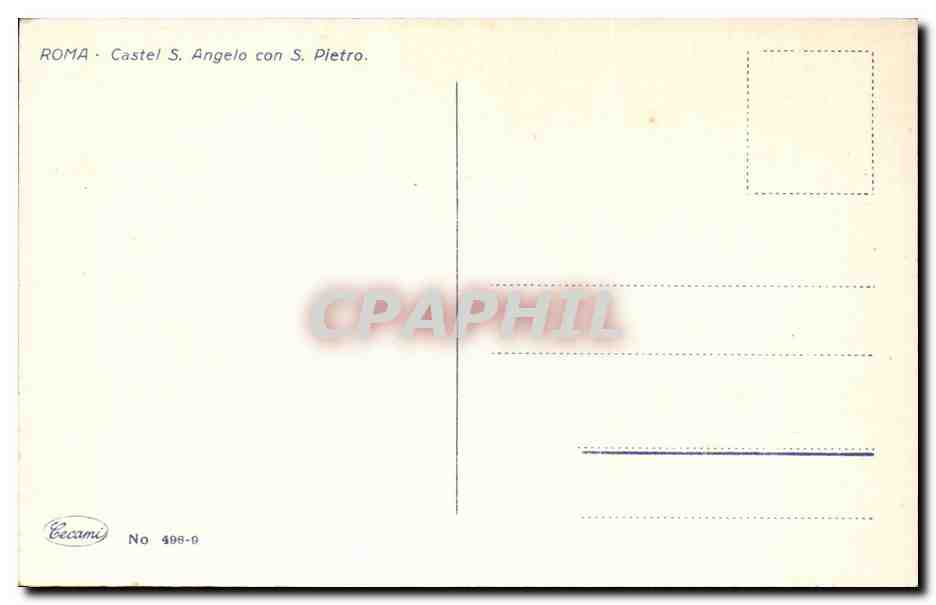 CPA Italie Italia Roma Castel s Angelo con S Pietro — Rückseite