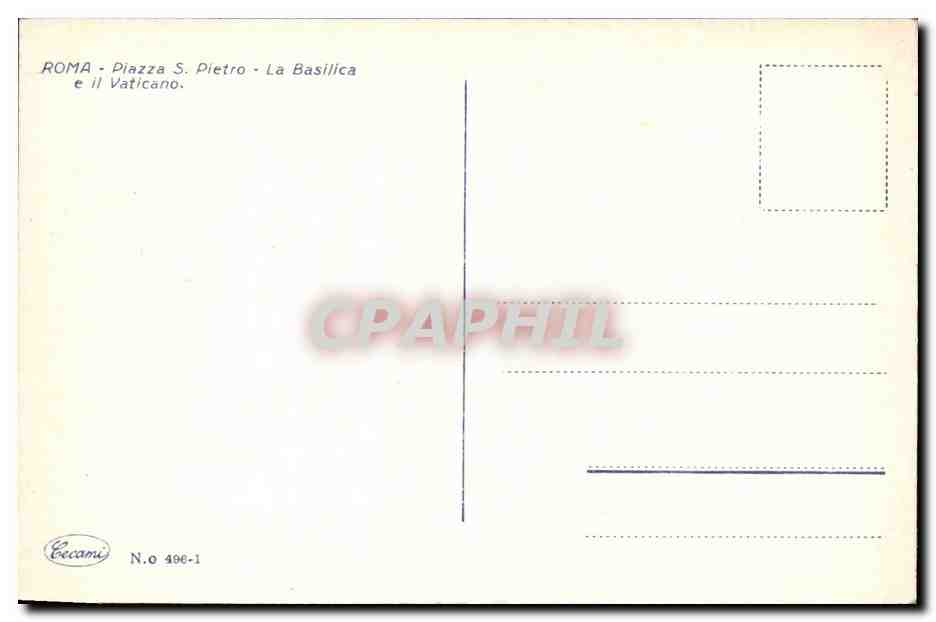 CPA Italie Italia Roma Piazza S Pietro la Basilica e il Vaticano — Rückseite
