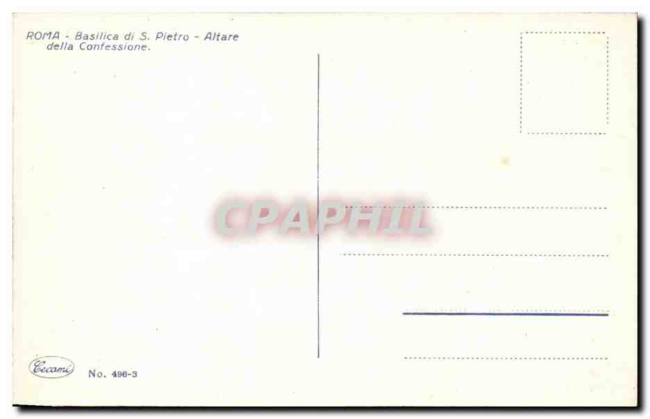 CPA Italie Italia Roma Basilica di S Pietro Altare della Confessione — Rückseite
