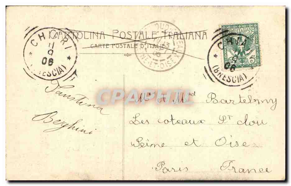 Italie Italia CPA Milano Arco della Pace — Rückseite
