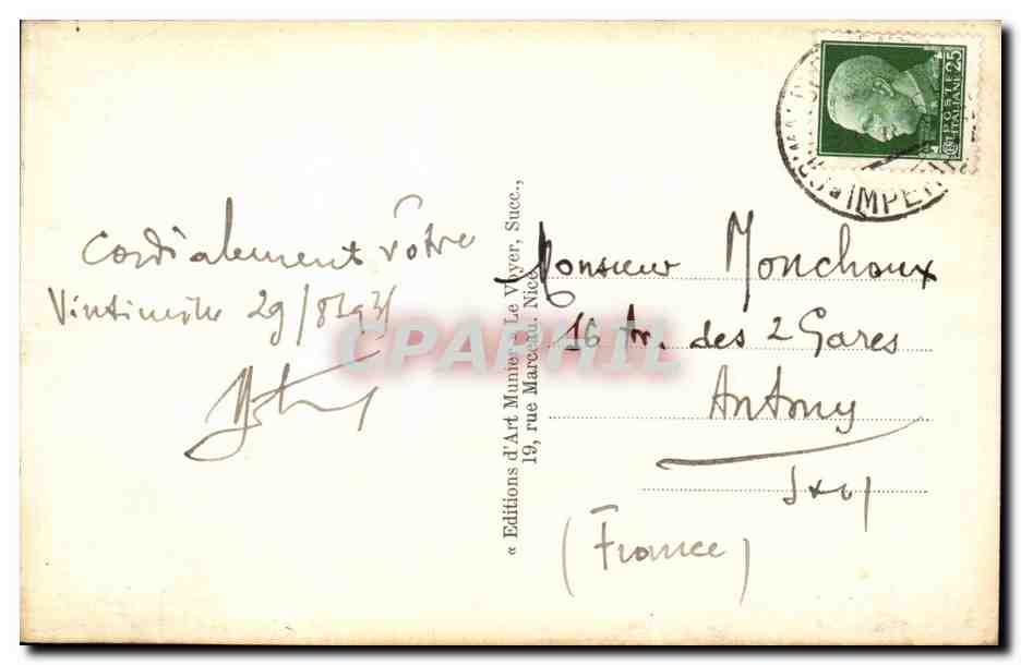 Italie Italia CPA Grimaldi VEntimiglia Frontiere italienne Ponte San lugi — Rückseite
