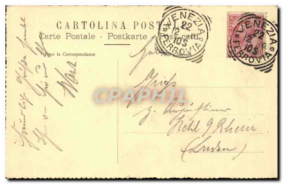Italie Italia CPA Venezia Palazzo della Ca d'Oro — Rückseite