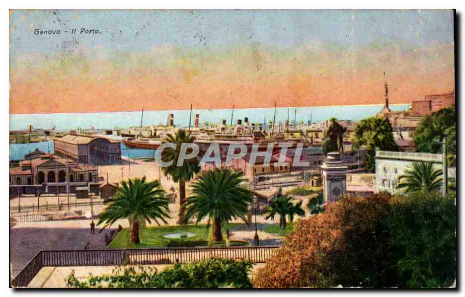 Italie Italia CPA Genova Il porto