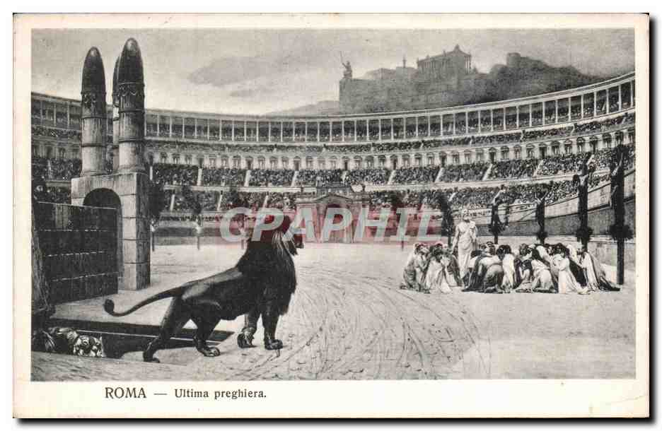 Italie Italia CPA Roma Ultima Preghiera lion