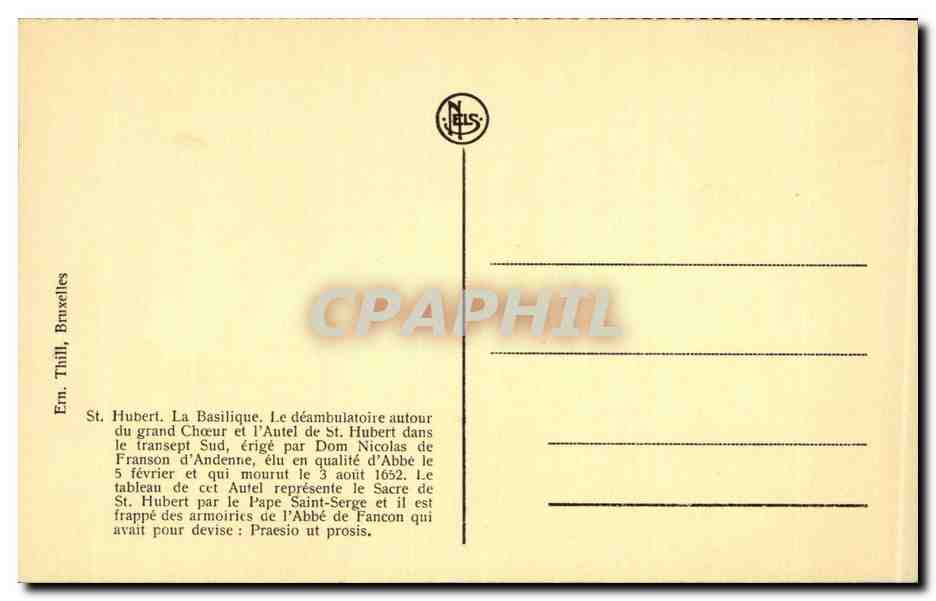 Belgie Belgique CPA St Hubert la basilique — Rückseite