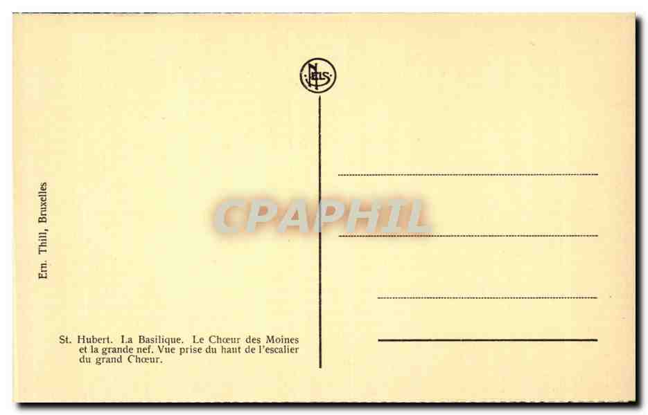 Belgie Belgique CPA St Hubert la basilique Choeur des moines monk — Rückseite