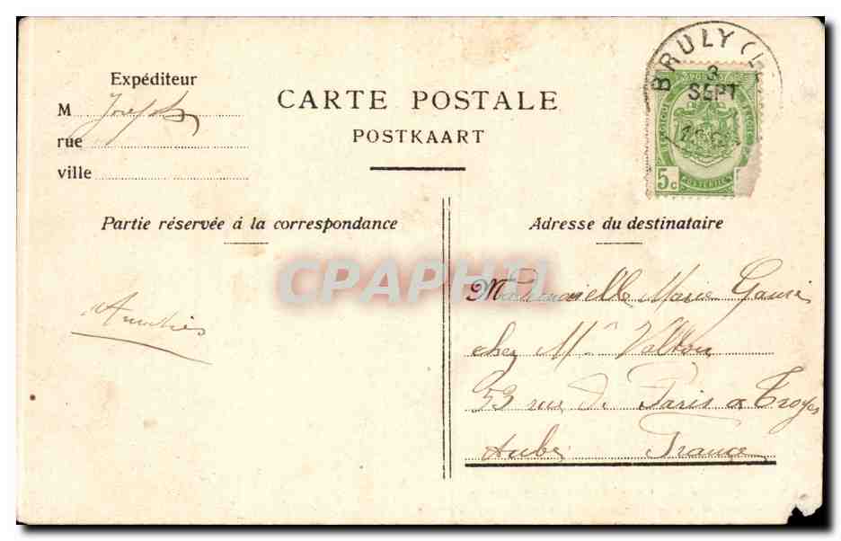 Couvain — Le Château de St-Roch — Imp. W. V. & Bruxelles, Edit. Destree-Fonder, Couvin — Rückseite