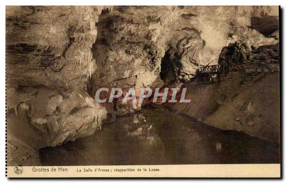 Belgique Grottes de Han La salle d'armes reapparition de la Lesse