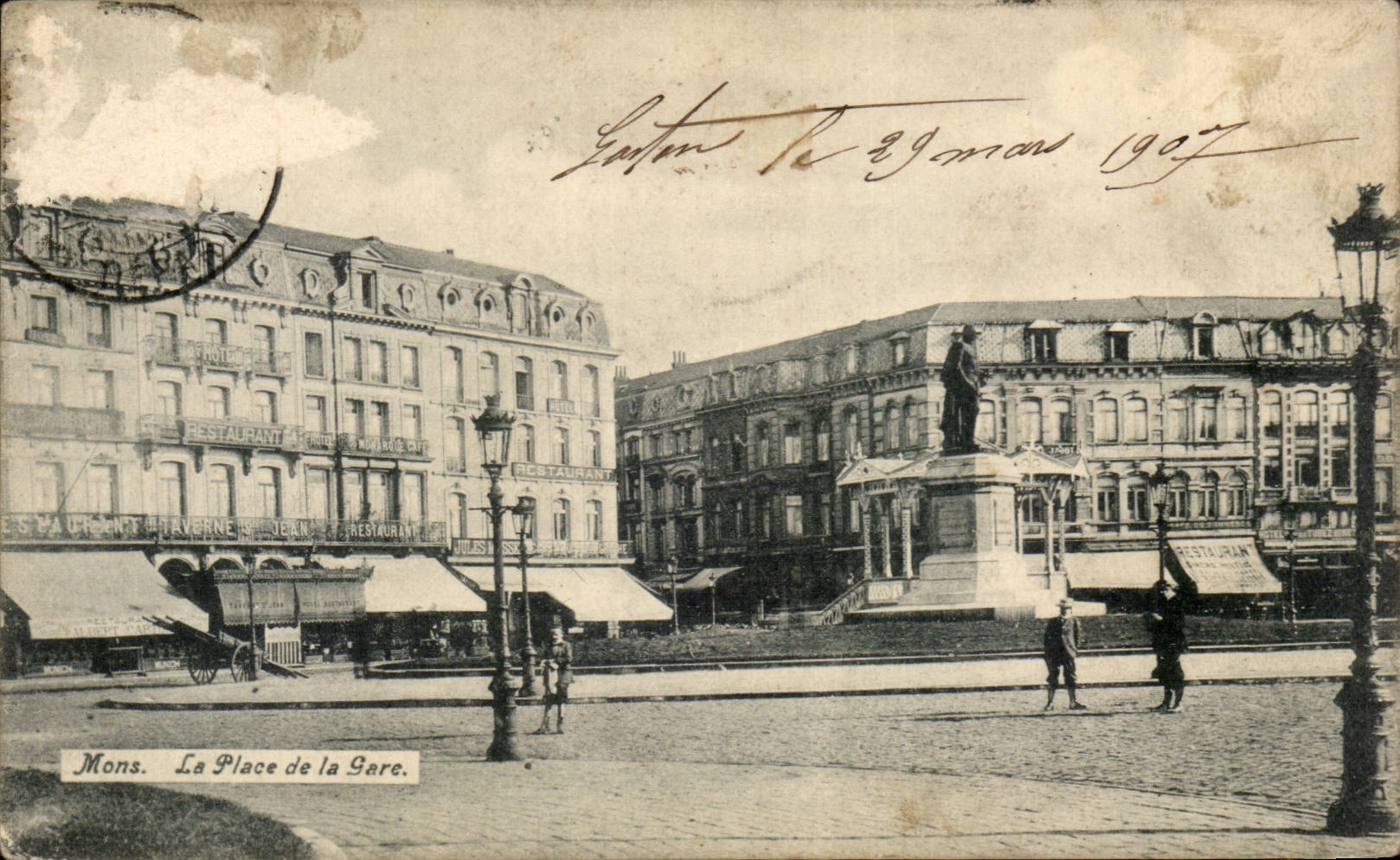 Belgique CPA Mons La place de la gare