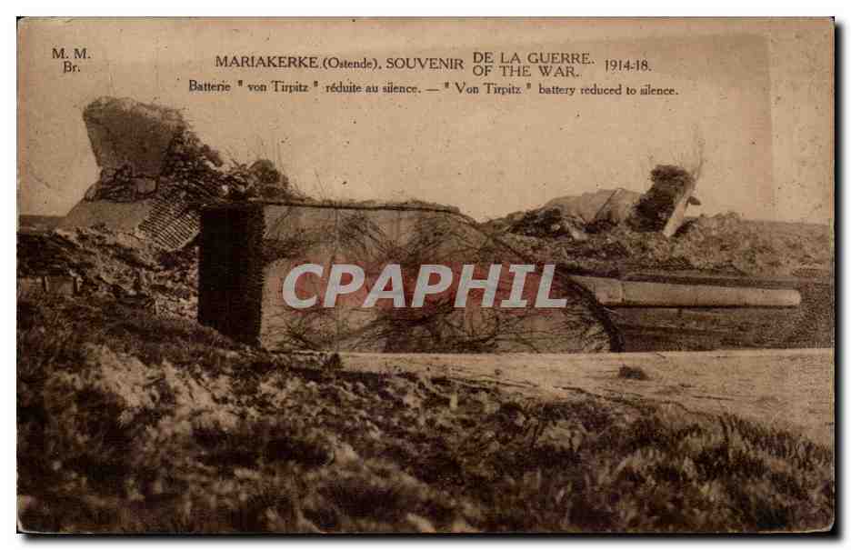 CPA Belgique Mariakerke Souvenir de la guerre Batterie von Tirpitz reduite au silence Militaria 