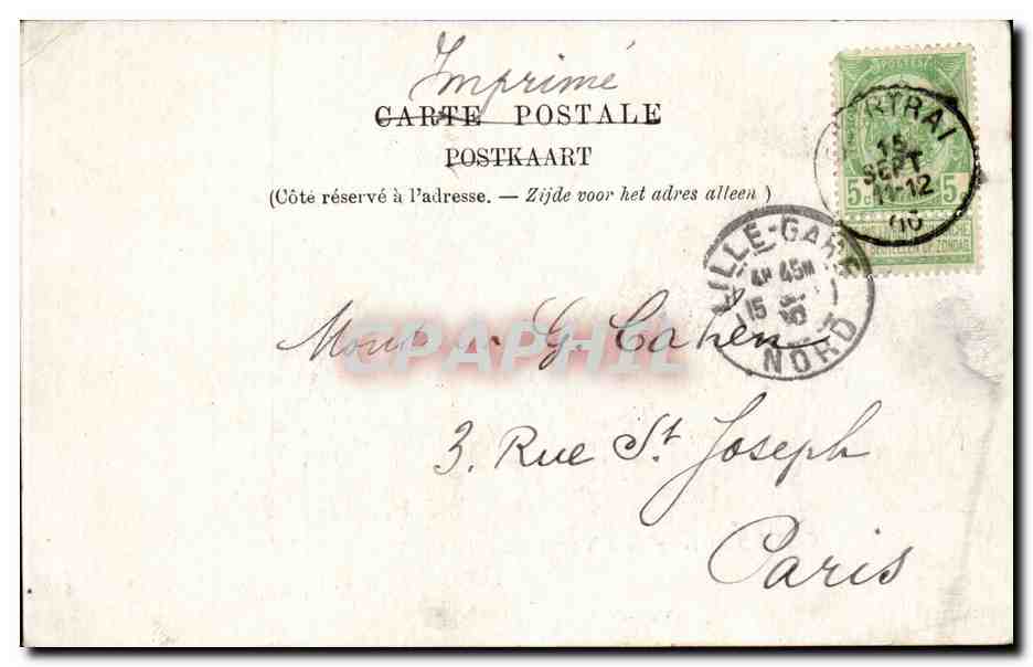 CPA Belgique Courtrai Les tours de Broel — Rückseite