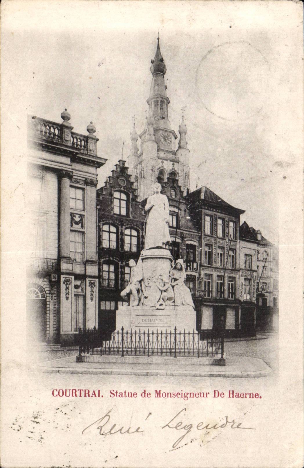 CPA Belgique Courtrai Sttue de monseigneur de Haerne