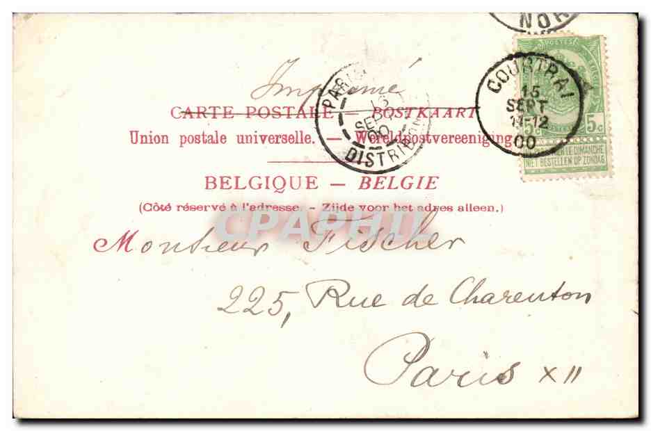 CPA Belgique Courtrai Sttue de monseigneur de Haerne — Rückseite