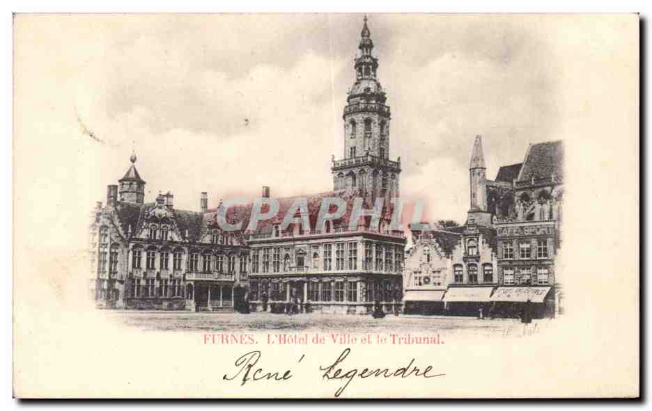 CPA Belgique Furnes Hotel de ville et le tribunal