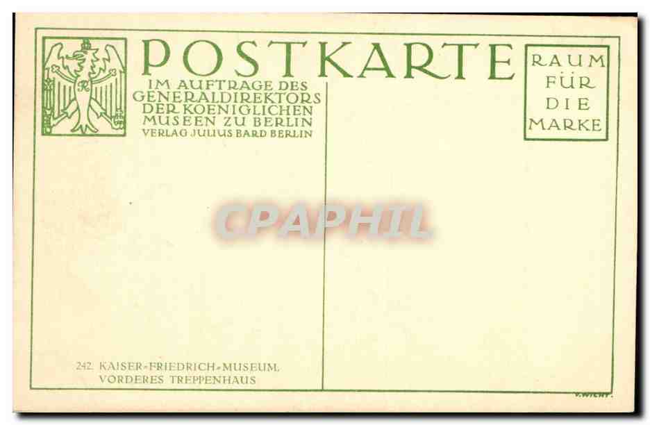 CPA Berlin Kaiser Friedrich Museum Vorderes Treppenhaus — Rückseite