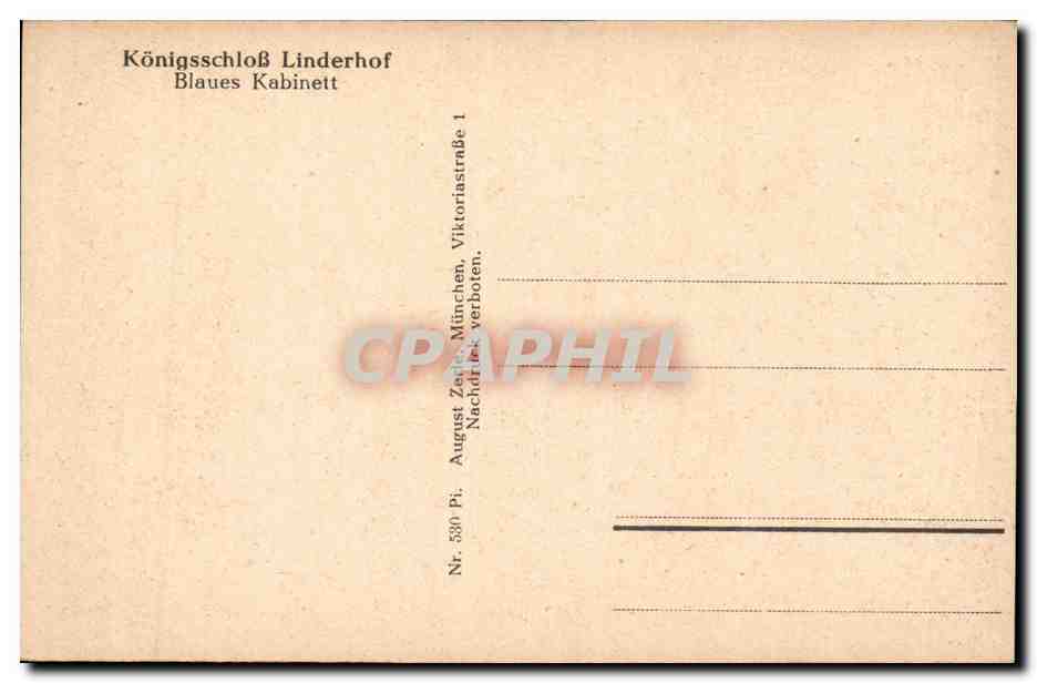 CPA Konigsschloss Linderhof Blaues Kabinett Munchen — Rückseite