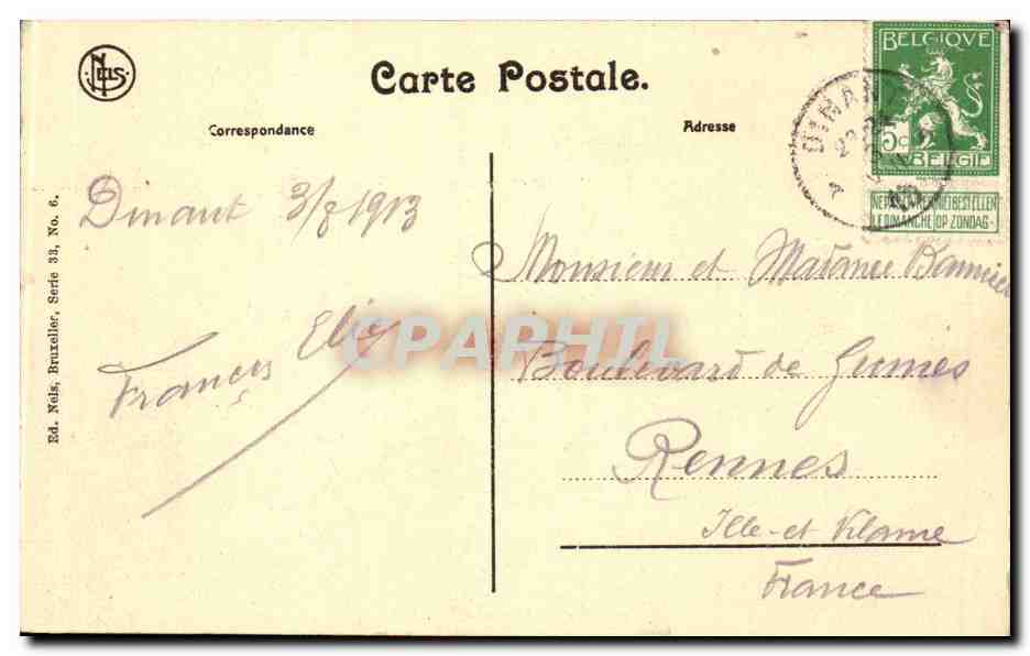 CPA Dinant Citadelle et eglise — Rückseite