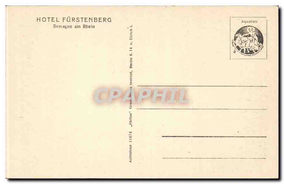 CPA Hotel Furstenberg Remagen am Rhein — Rückseite
