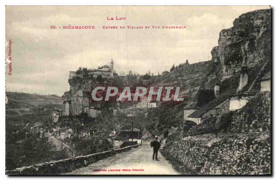 CPA Rocamadour Entree du village et vue d'ensemble