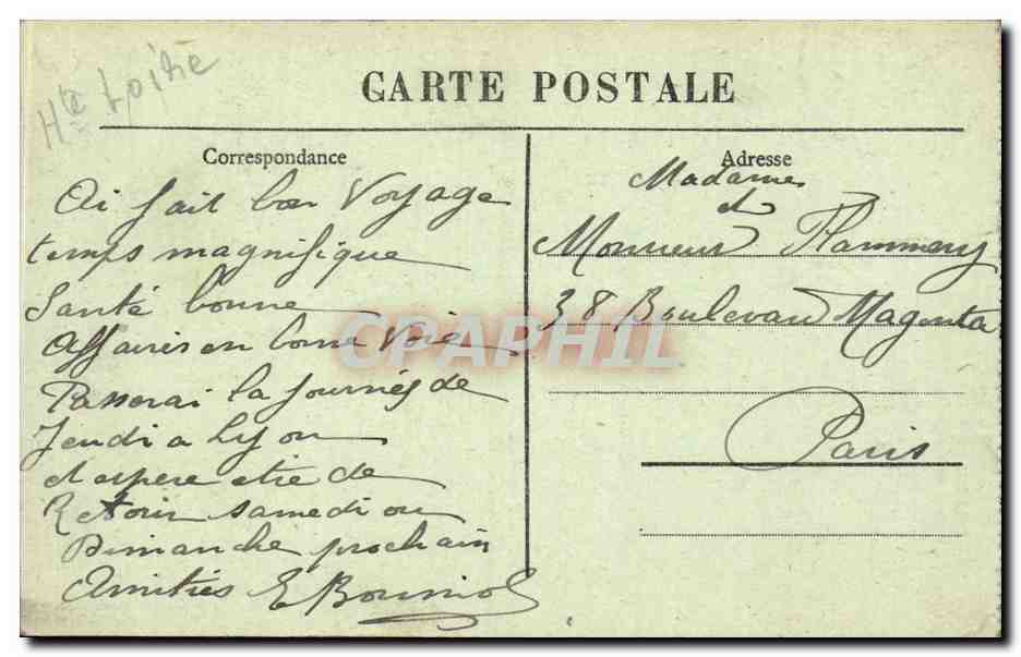 Le Puy-en-Velay — Le Rocher Cornelle — M B — Verso