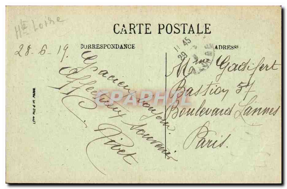 Le Puy — Vue Générale des Quatre Rochers — LL. n°9 — Verso