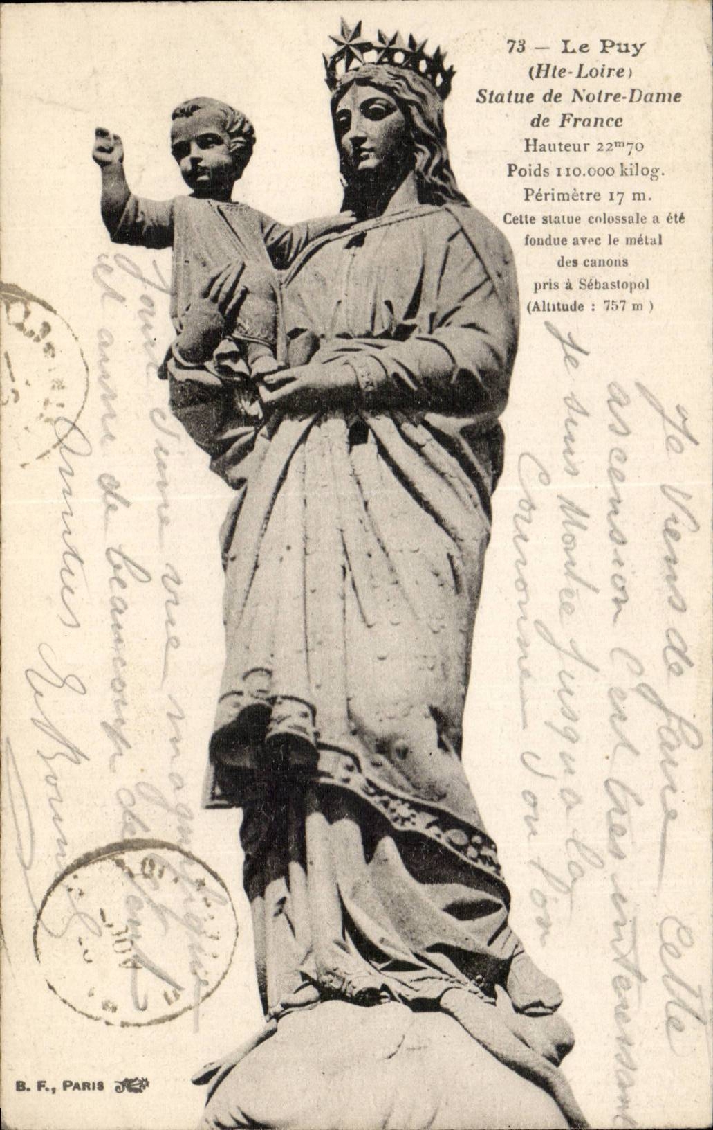 Le Puy (Hte-Loire) — Statue de Notre-Dame de France — B. F., Paris