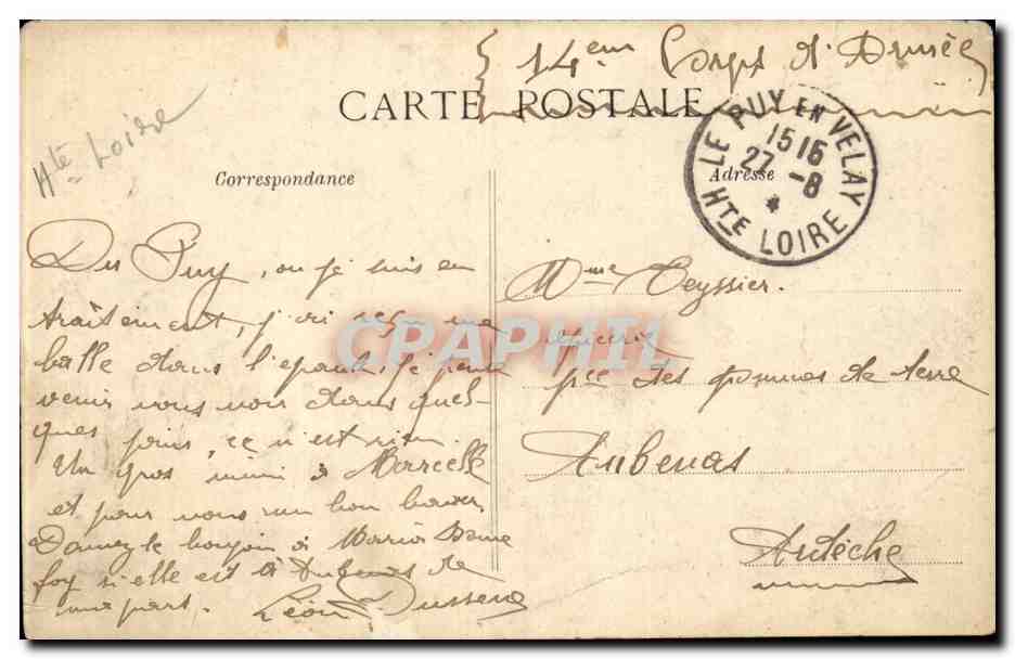 LE PUY — La Vallée du Montell — Éditeur anonyme, n° 4164 — Verso