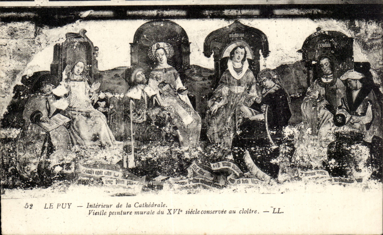 Le Puy — Intérieur de la Cathédrale — Vieille peinture murale du XVIe siècle conservée au cloître — LL.