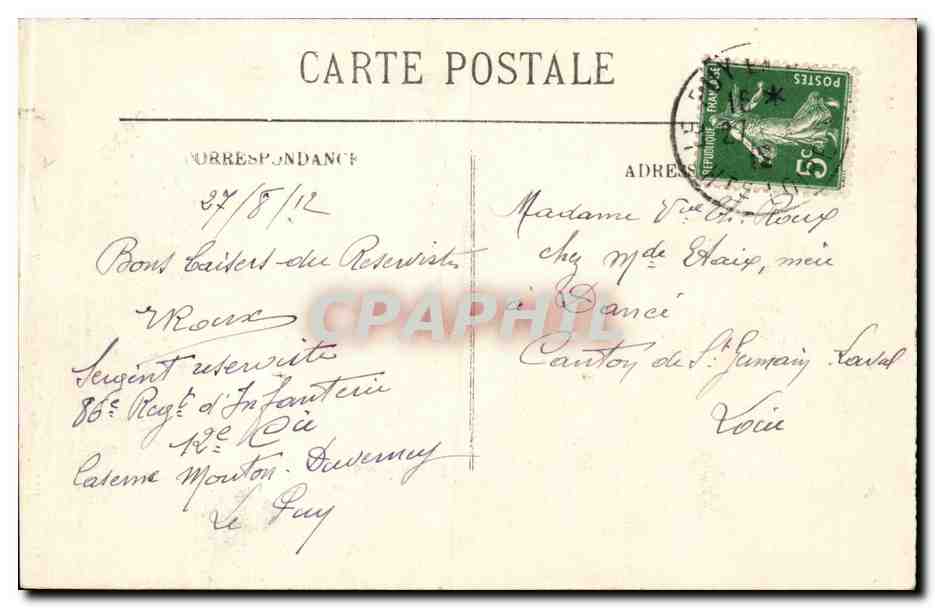 Le Puy - Le Rocher Corneille — Statue de Notre-Dame de France — LL, n°34 — Verso
