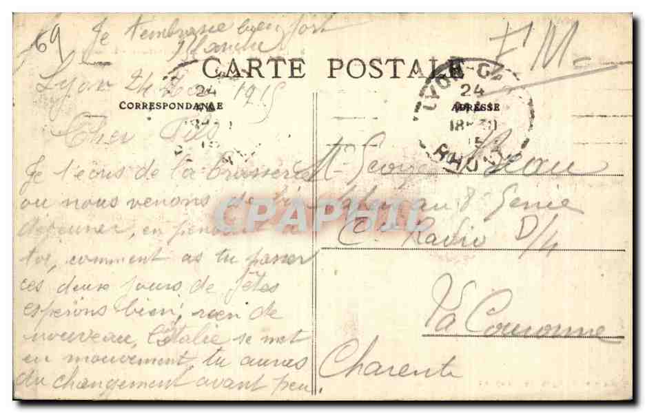LYON – Pont de la Guillotière – L'Hôtel-Dieu — Carrier édit., modèle déposé — Verso