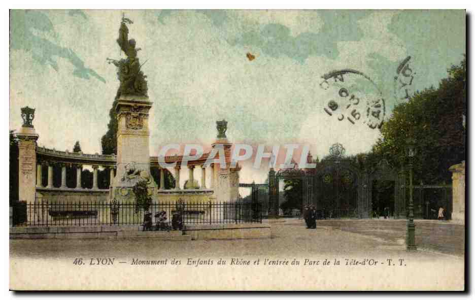 LYON — Monument des Enfants du Rhône et l'entrée du Parc de la Tête-d'Or - T. T.