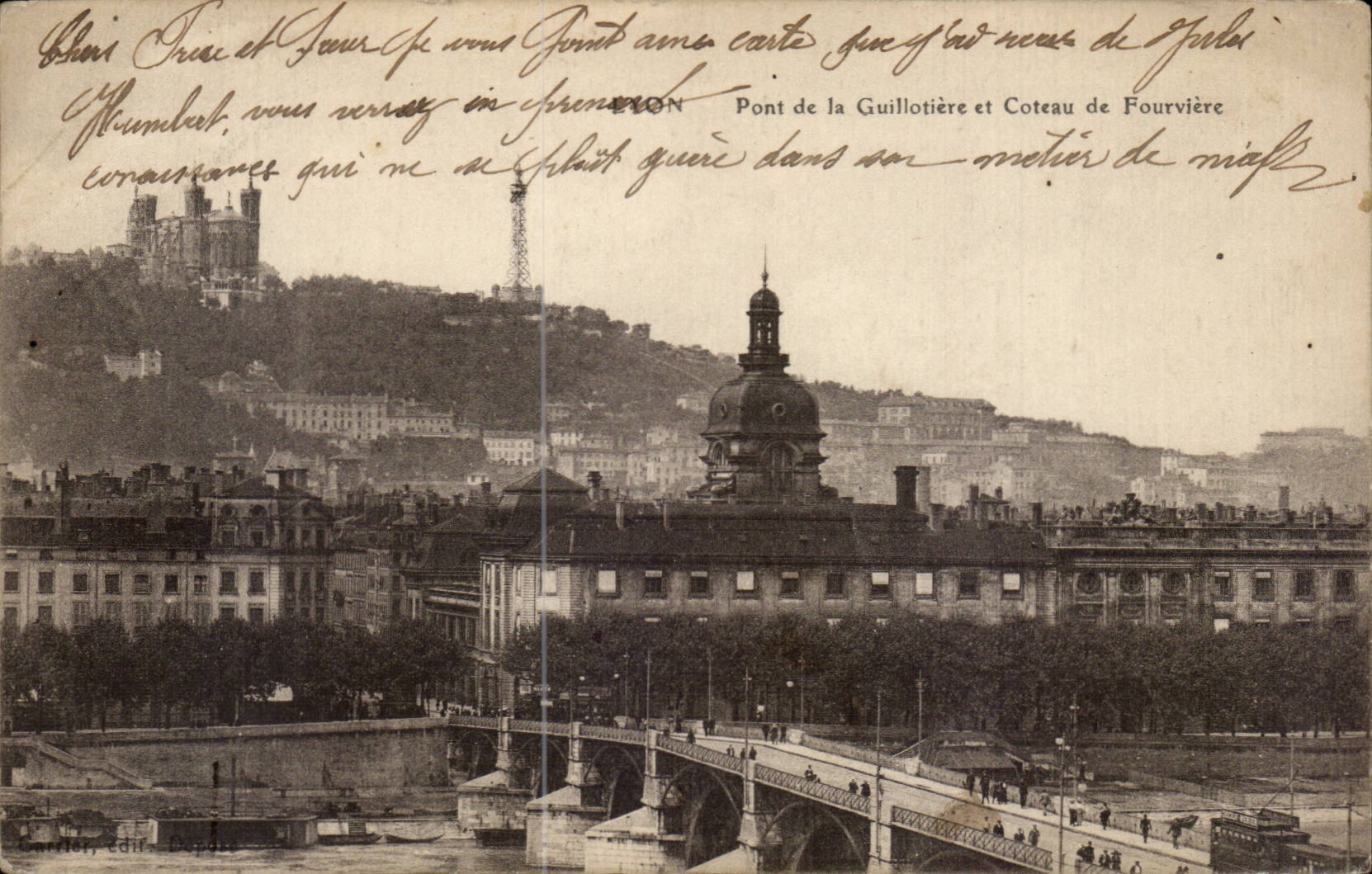 Pont de la Guillotière et Coteau de Fourvière — Lyon — Éditeur : C. Lefebvre, n° 69