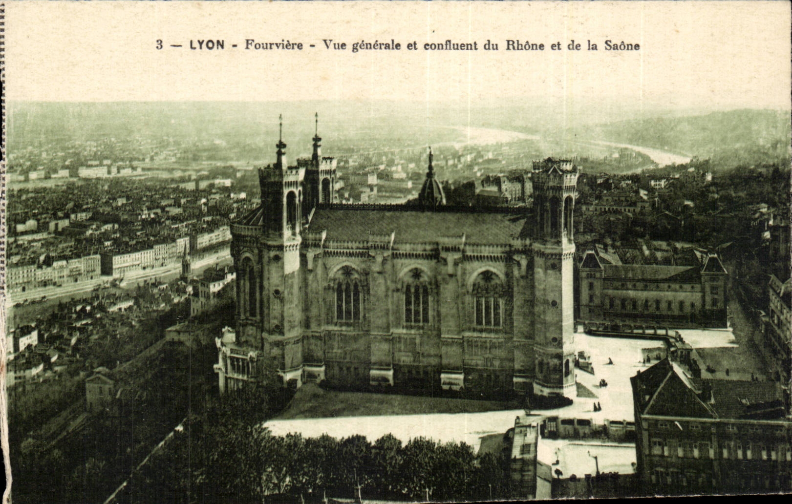 LYON - Fourvière - Vue générale et confluent du Rhône et de la Saône