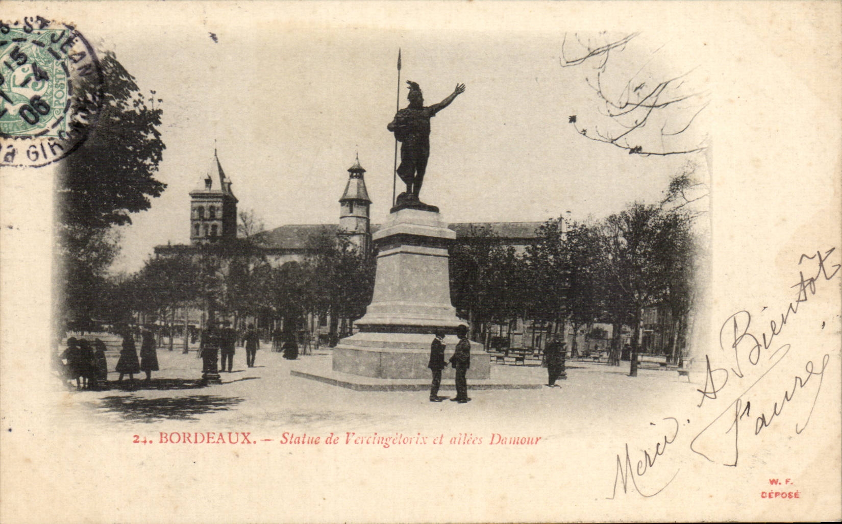 CPA Bordeaux Statue de Vercingetorix et allees Damour