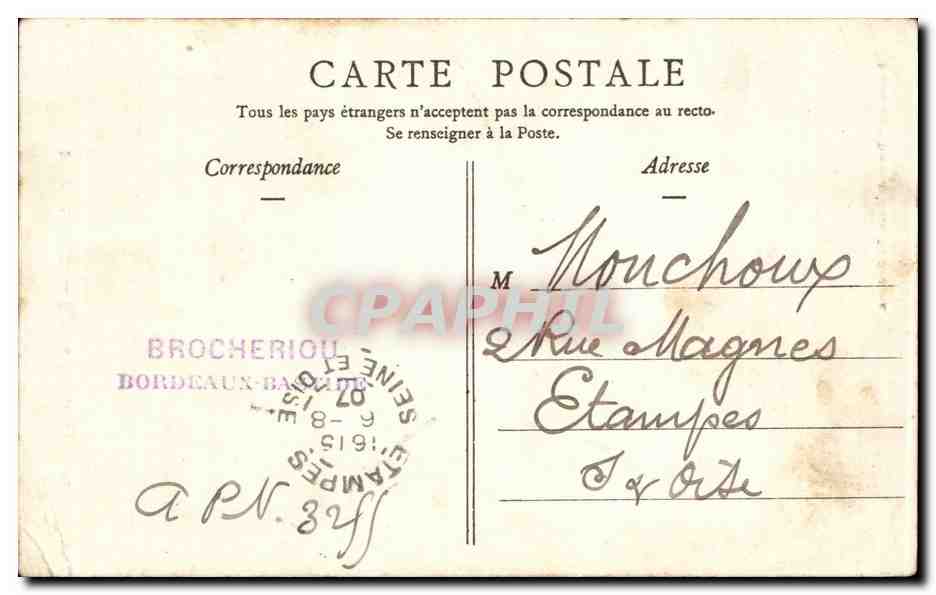 CPA Bordeaux Eglise Saint Seurin — Verso
