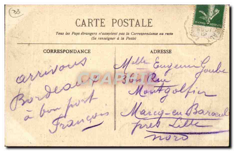 CPA Bordeaux Le pont sur a Garonne — Verso