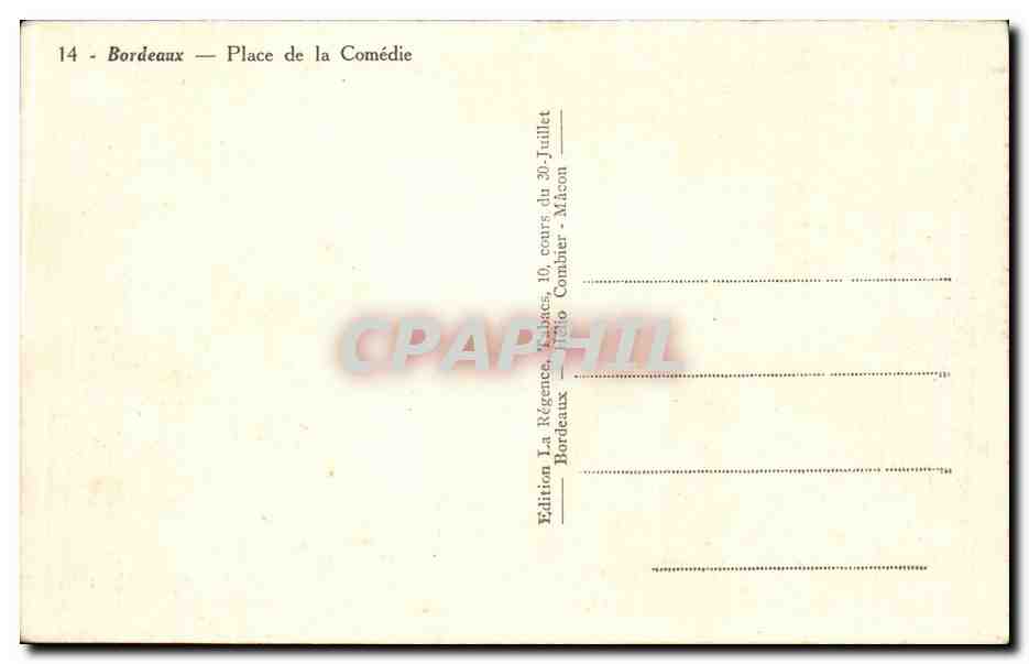 CPA Bordeaux Place de la Comedie — Verso