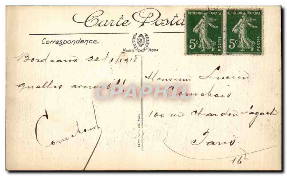 CPA Bordeaux Le pont de Bordeaux — Rückseite