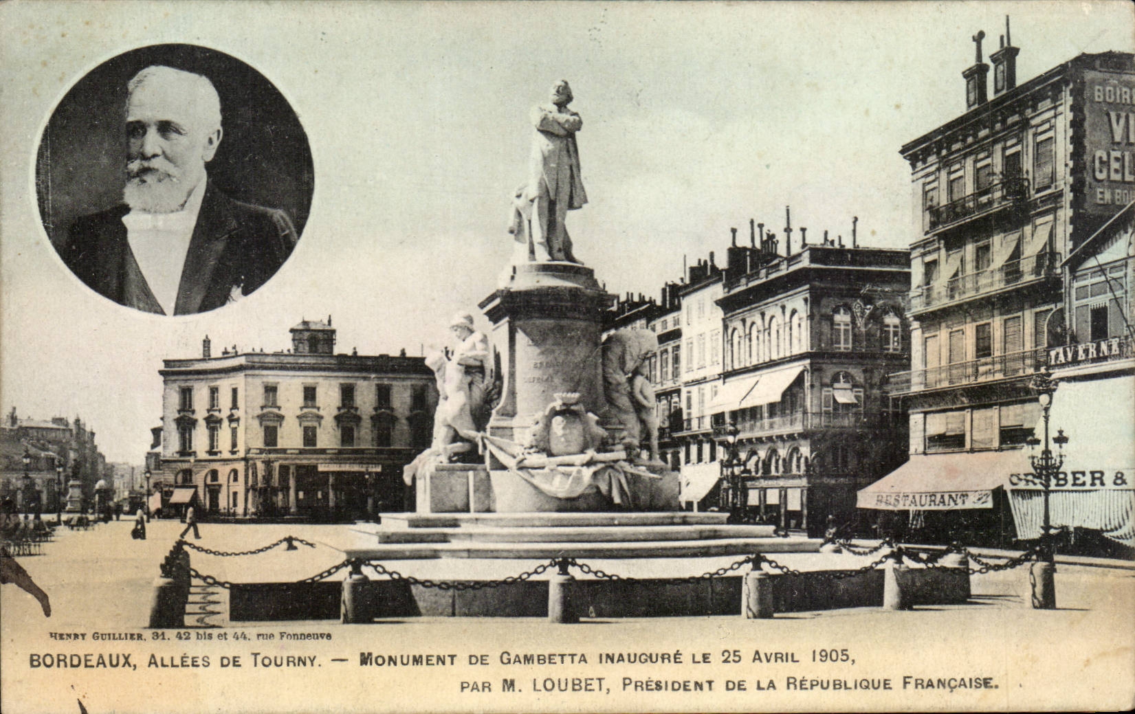 CPA Bordeaux Allees de Tourny Monument de Gambetta inaugure le 25 avril 1905 par M Loubet President de la Republique