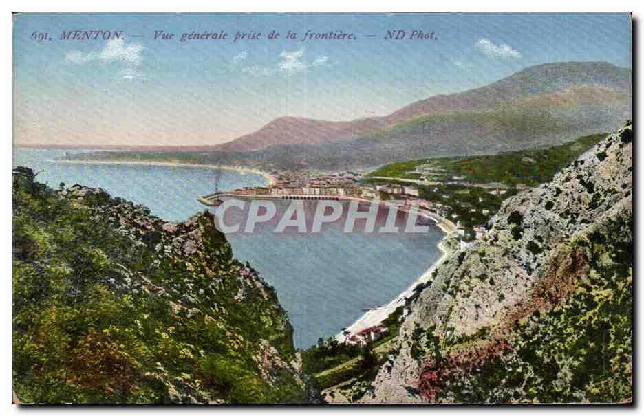CPA Menton Vue generale prise de la frontiere