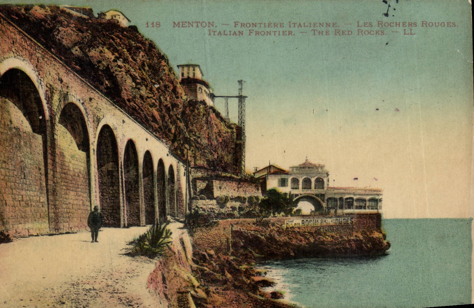 CPA Menton Frontiere italienne Les rochers rouges 