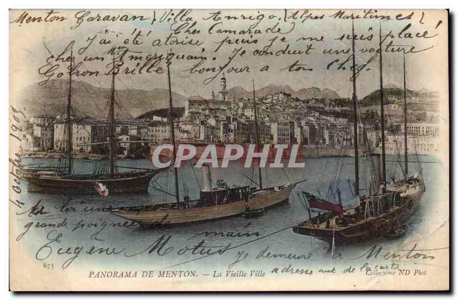 CPA Menton La vieille ville Bateaux Voiliers