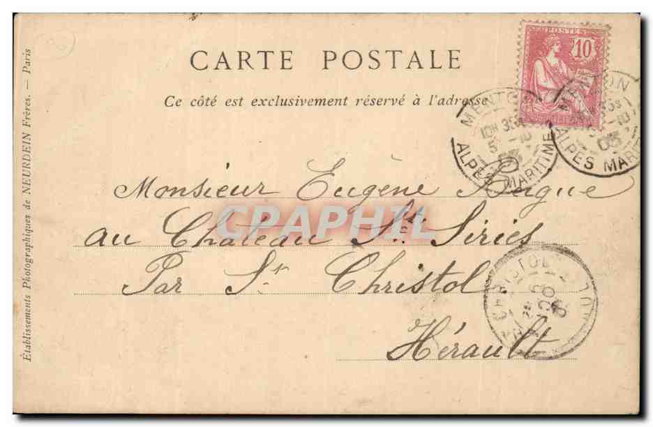 CPA Menton La vieille ville Bateaux Voiliers — Rückseite