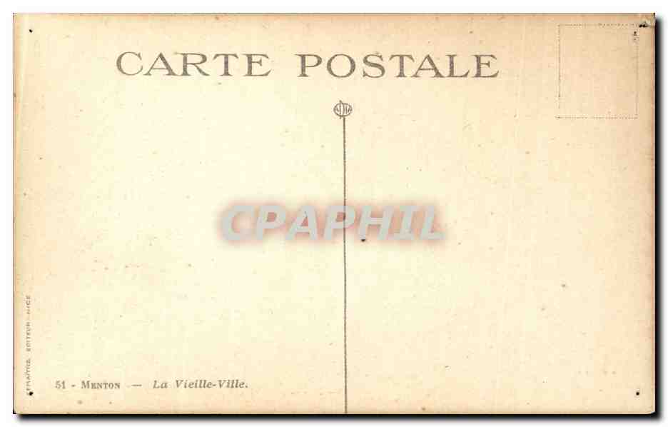 CPA Menton La vieille ville — Rückseite