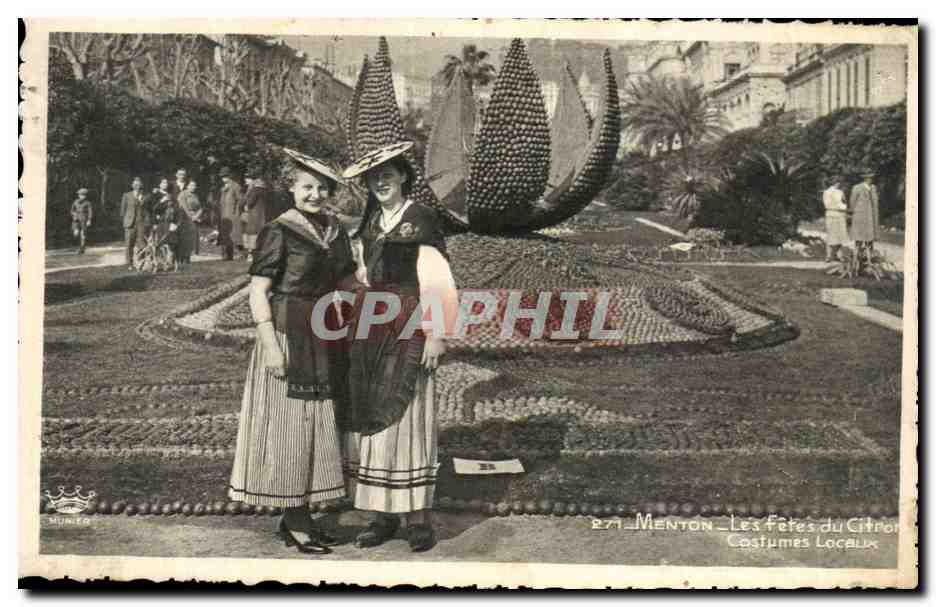 CPA Menton Les fetes du citron Costumes locaux Folklore