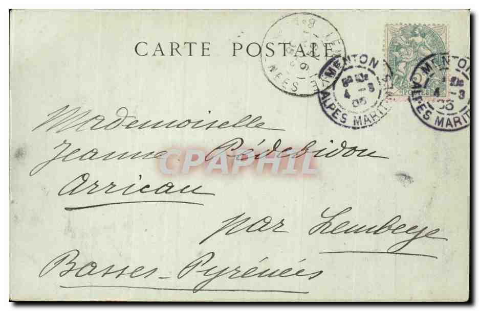 CPA Menton Vue prise de la nouvelle route — Rückseite